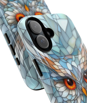 Owl Phone Case Stained Glass Effect Tough Cases for Bird Lovers for iPhone
