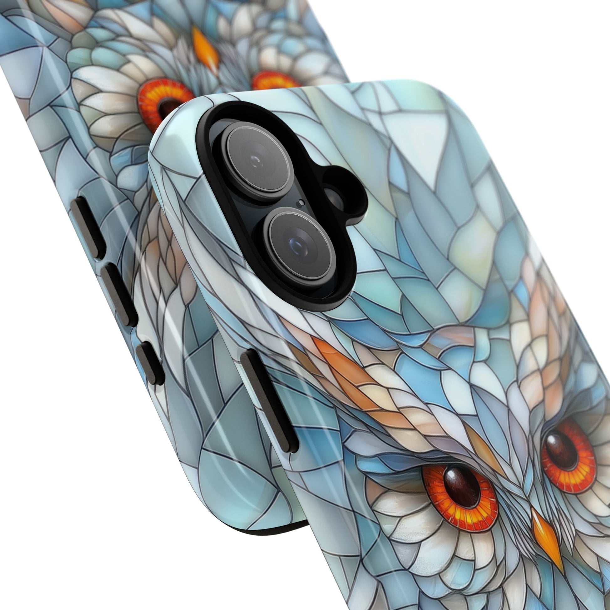 Owl Phone Case Stained Glass Effect Tough Cases for Bird Lovers for iPhone