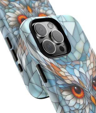 Owl Phone Case Stained Glass Effect Tough Cases for Bird Lovers for iPhone
