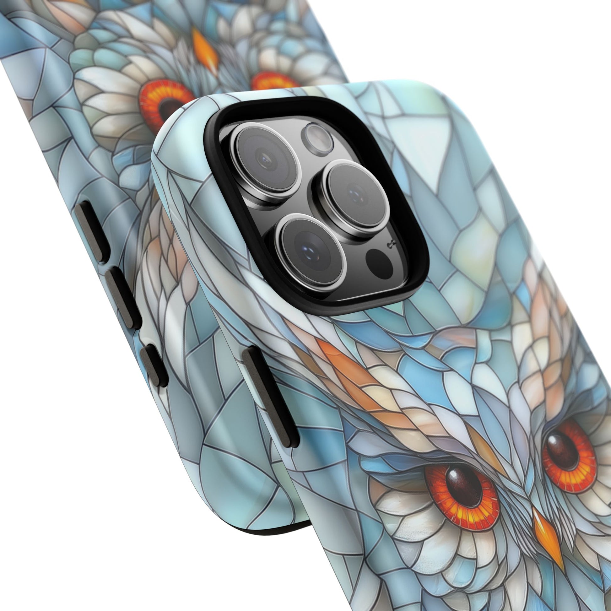 Owl Phone Case Stained Glass Effect Tough Cases for Bird Lovers for iPhone