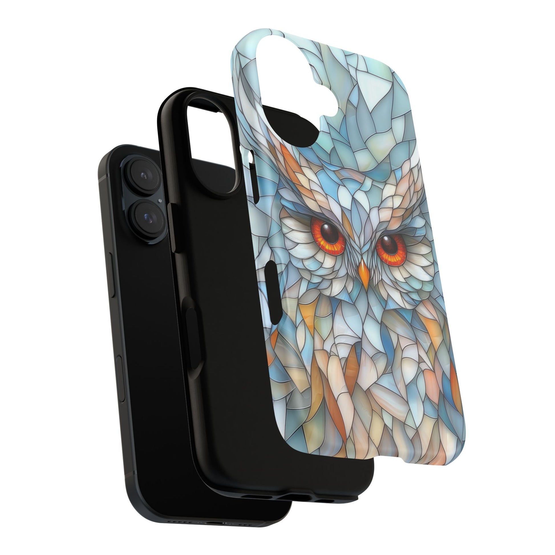 Owl Phone Case Stained Glass Effect Tough Cases for Bird Lovers for iPhone