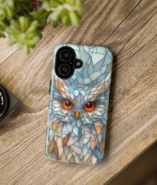 Owl Phone Case Stained Glass Effect Tough Cases for Bird Lovers for iPhone