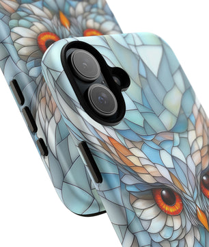 Owl Phone Case Stained Glass Effect Tough Cases for Bird Lovers for iPhone