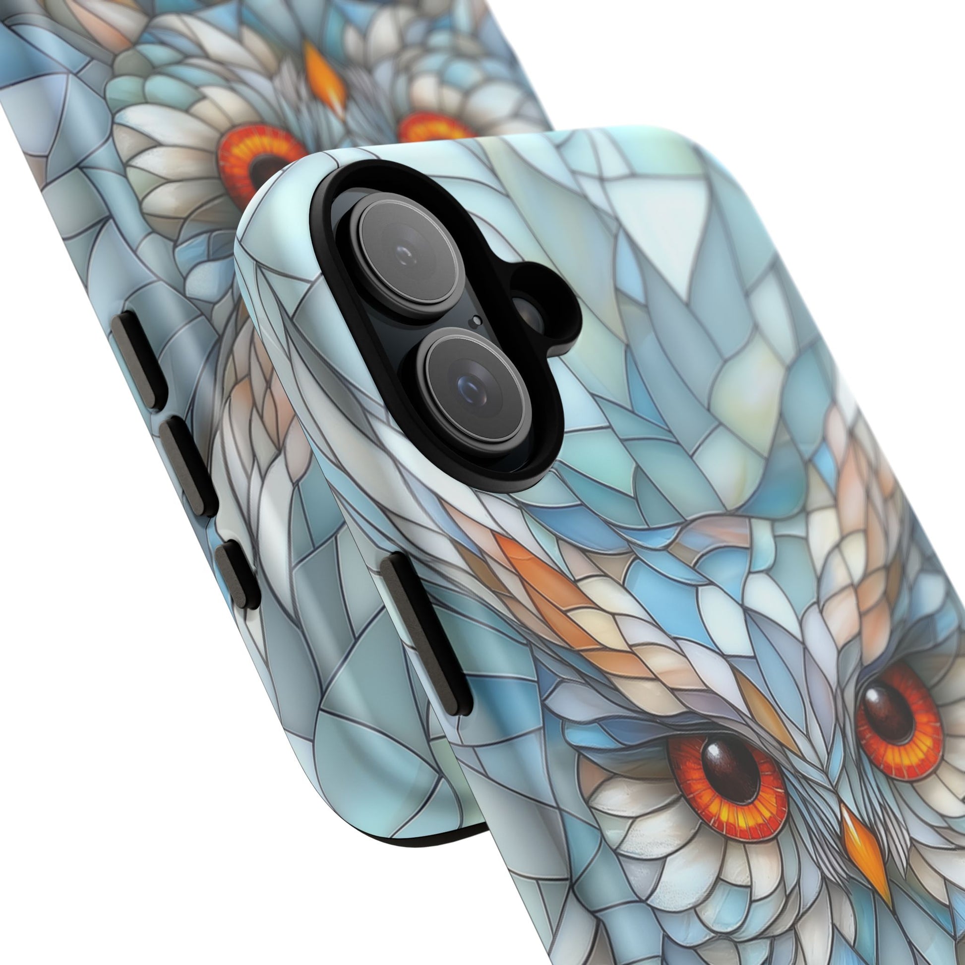 Owl Phone Case Stained Glass Effect Tough Cases for Bird Lovers for iPhone