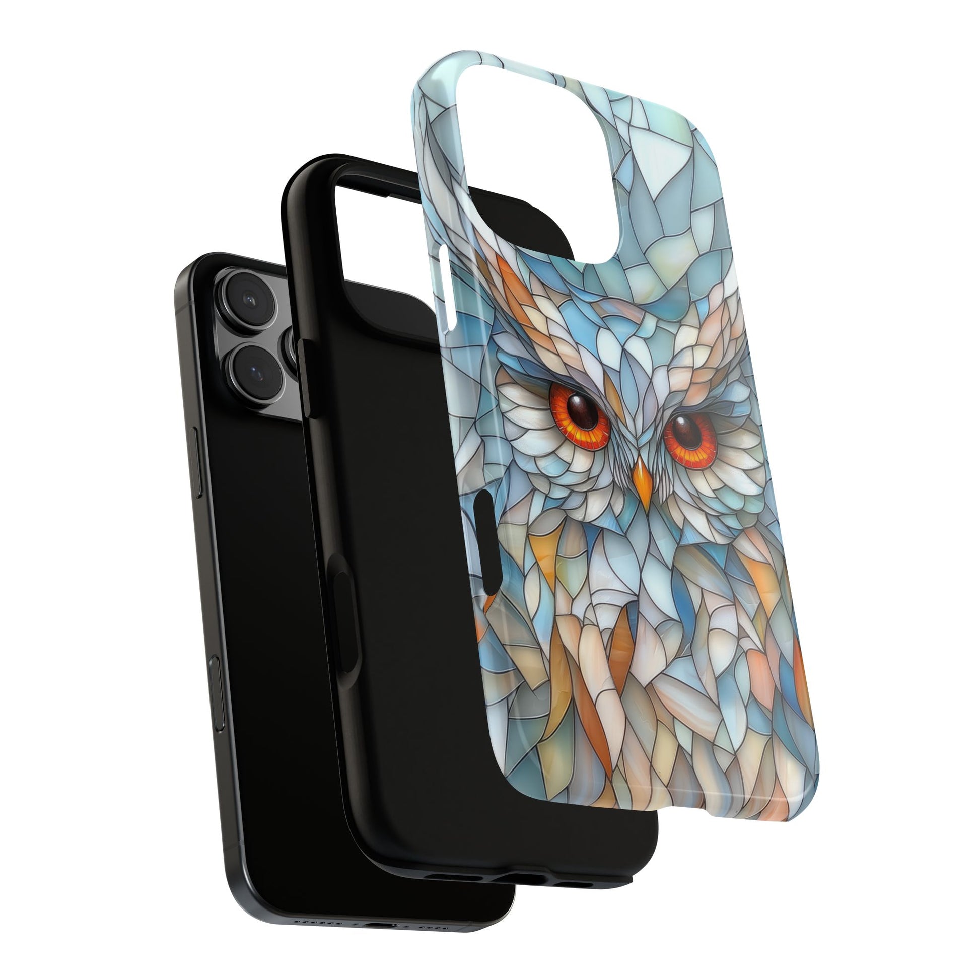 Owl Phone Case Stained Glass Effect Tough Cases for Bird Lovers for iPhone