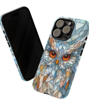 Owl Phone Case Stained Glass Effect Tough Cases for Bird Lovers for iPhone