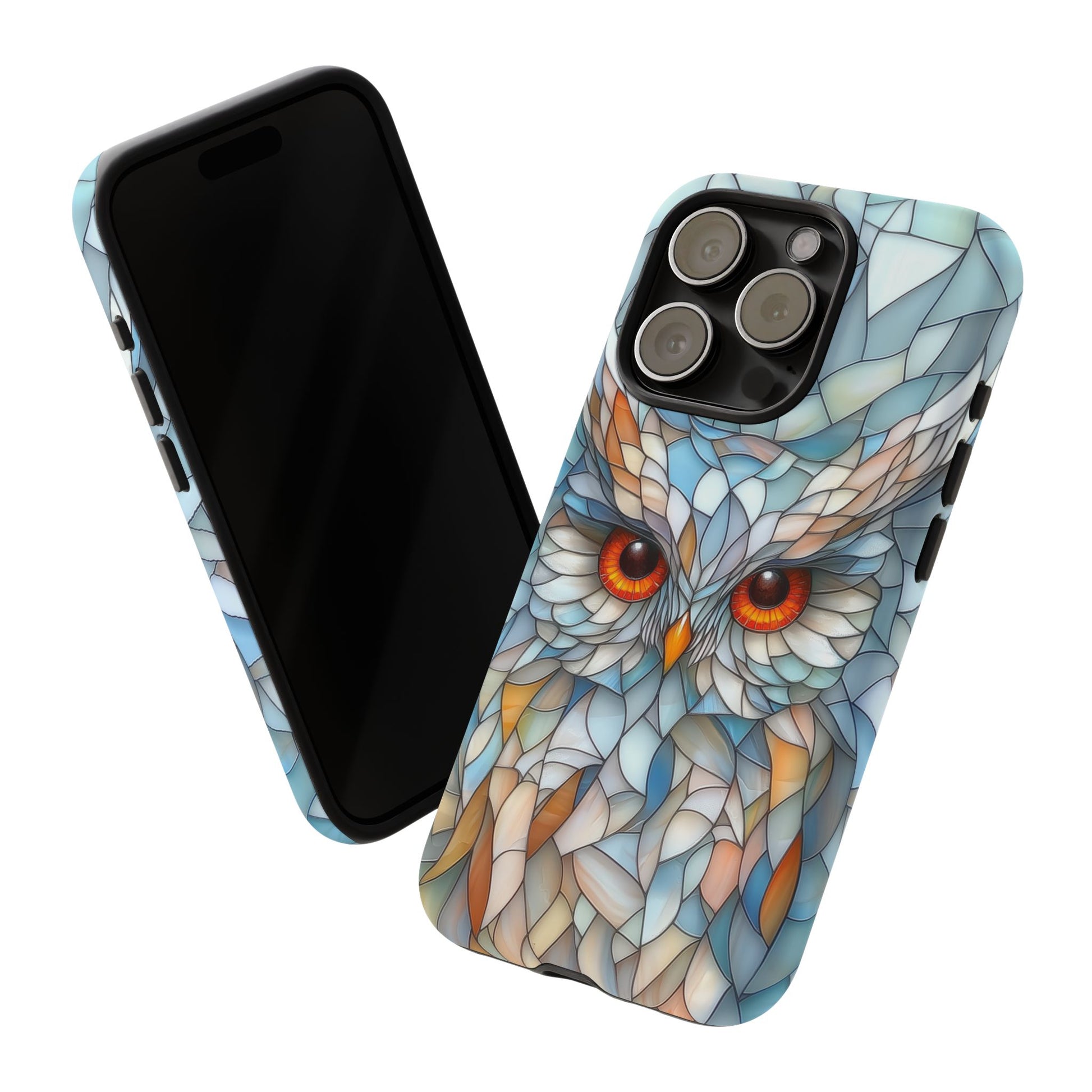 Owl Phone Case Stained Glass Effect Tough Cases for Bird Lovers for iPhone
