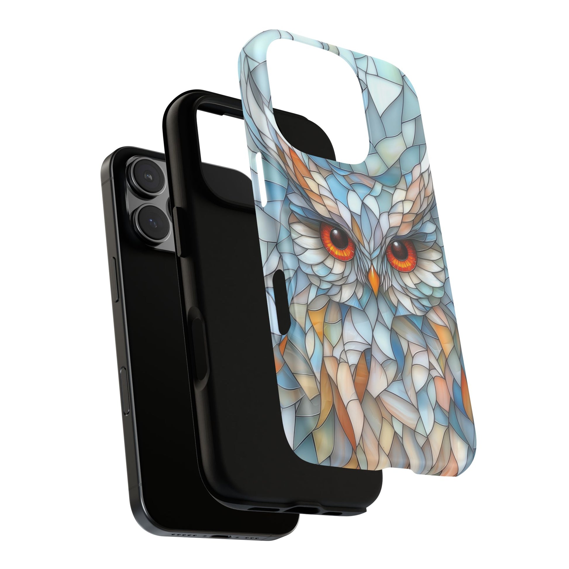 Owl Phone Case Stained Glass Effect Tough Cases for Bird Lovers for iPhone