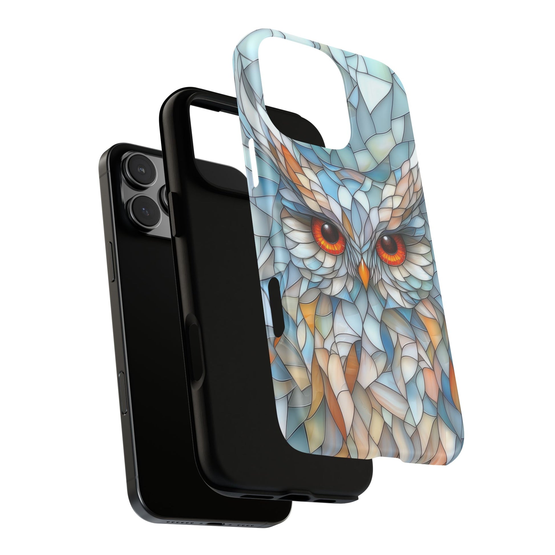 Owl Phone Case Stained Glass Effect Tough Cases for Bird Lovers for iPhone