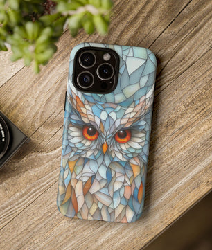 Owl Phone Case Stained Glass Effect Tough Cases for Bird Lovers for iPhone