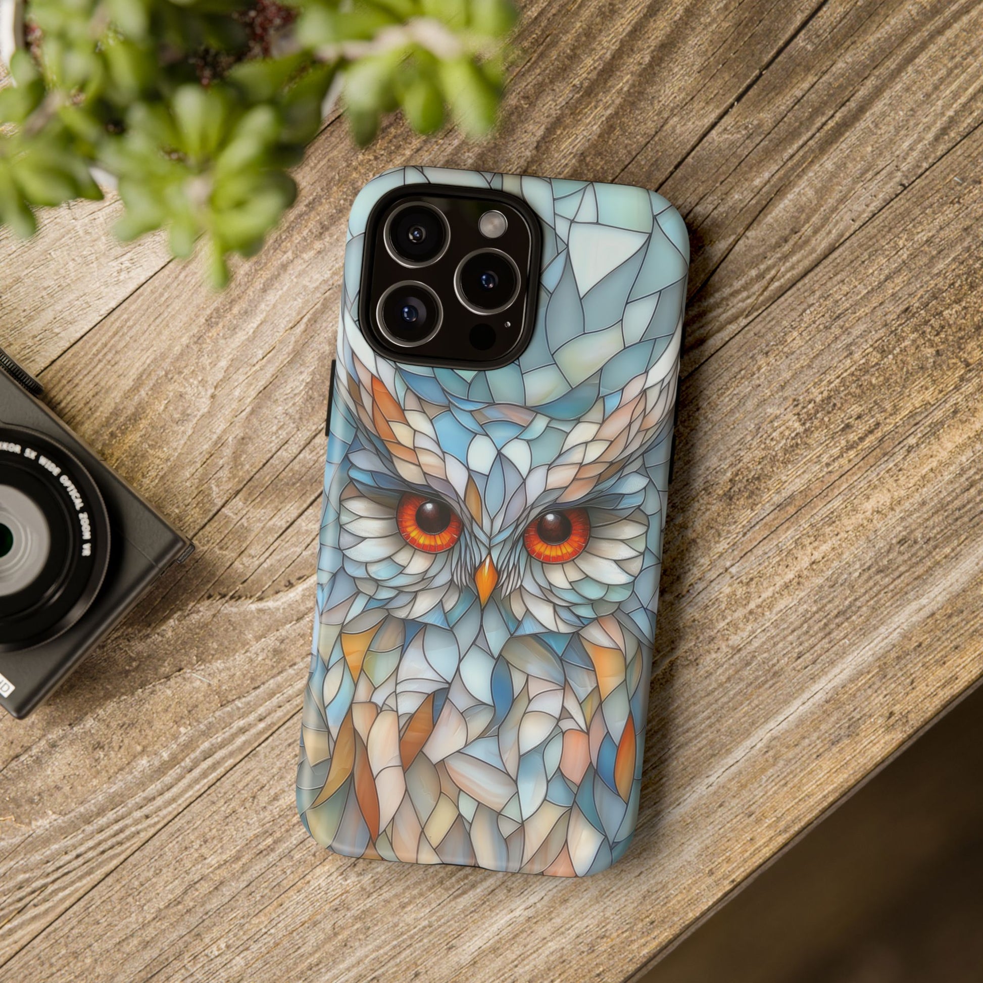 Owl Phone Case Stained Glass Effect Tough Cases for Bird Lovers for iPhone
