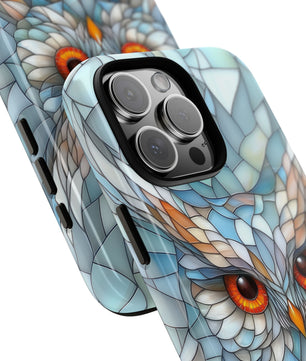 Owl Phone Case Stained Glass Effect Tough Cases for Bird Lovers for iPhone