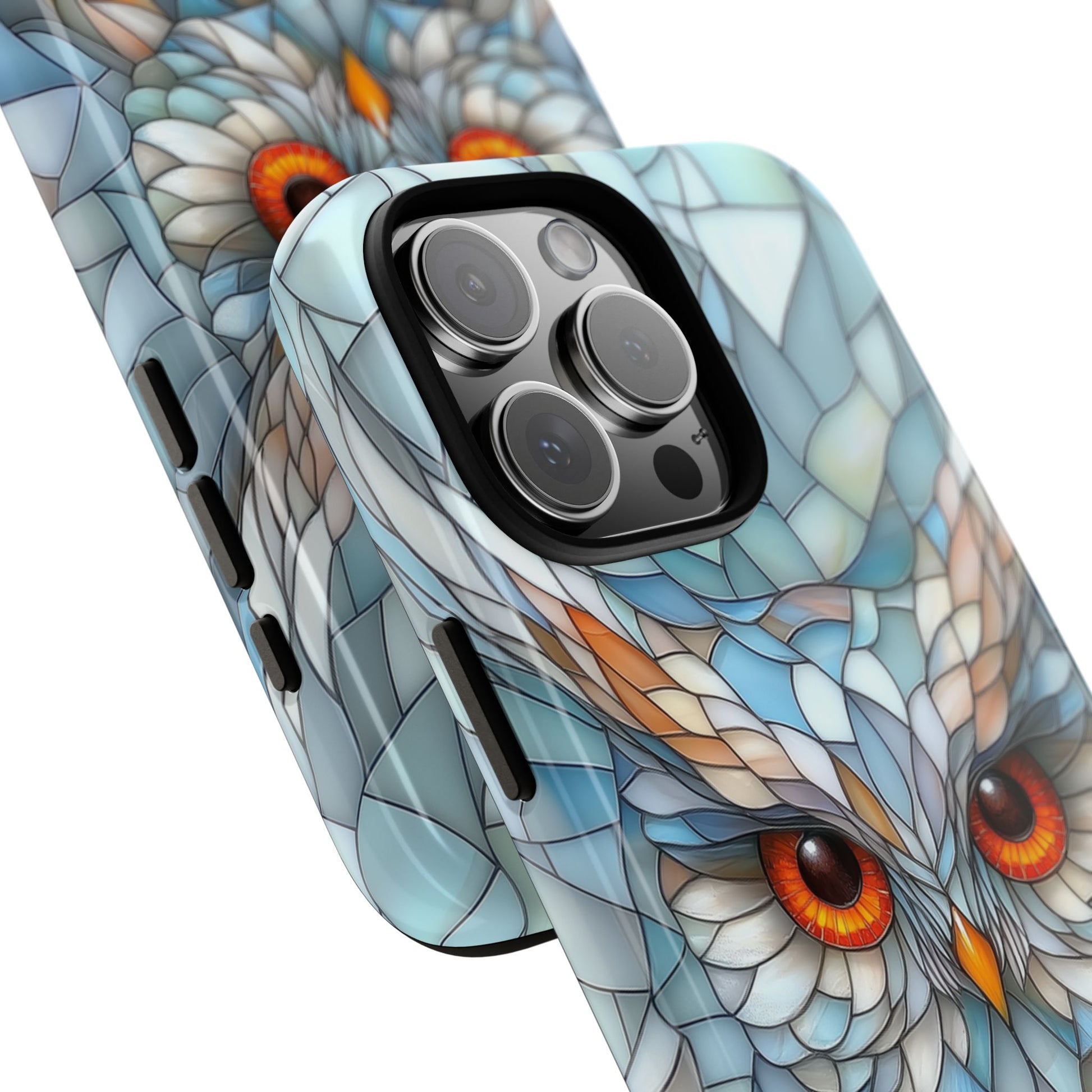 Owl Phone Case Stained Glass Effect Tough Cases for Bird Lovers for iPhone