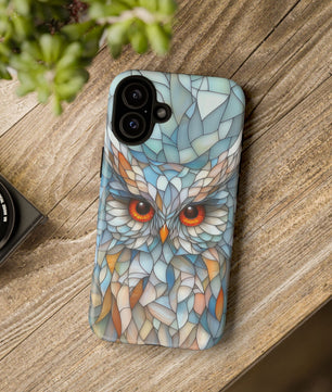 Owl Phone Case Stained Glass Effect Tough Cases for Bird Lovers for iPhone