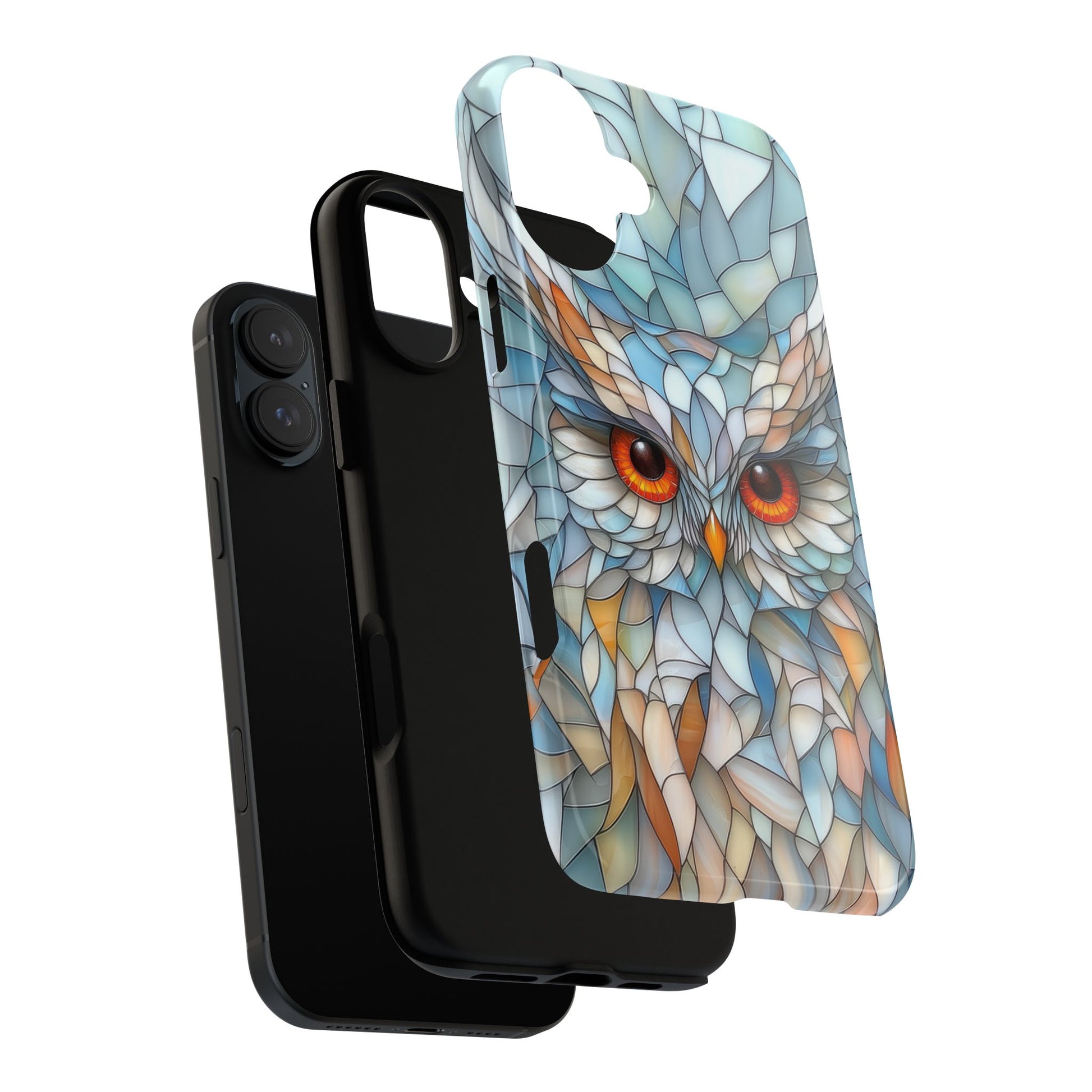 Owl Phone Case Stained Glass Effect Tough Cases for Bird Lovers for iPhone
