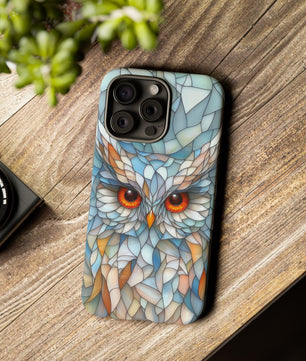 Owl Phone Case Stained Glass Effect Tough Cases for Bird Lovers for iPhone