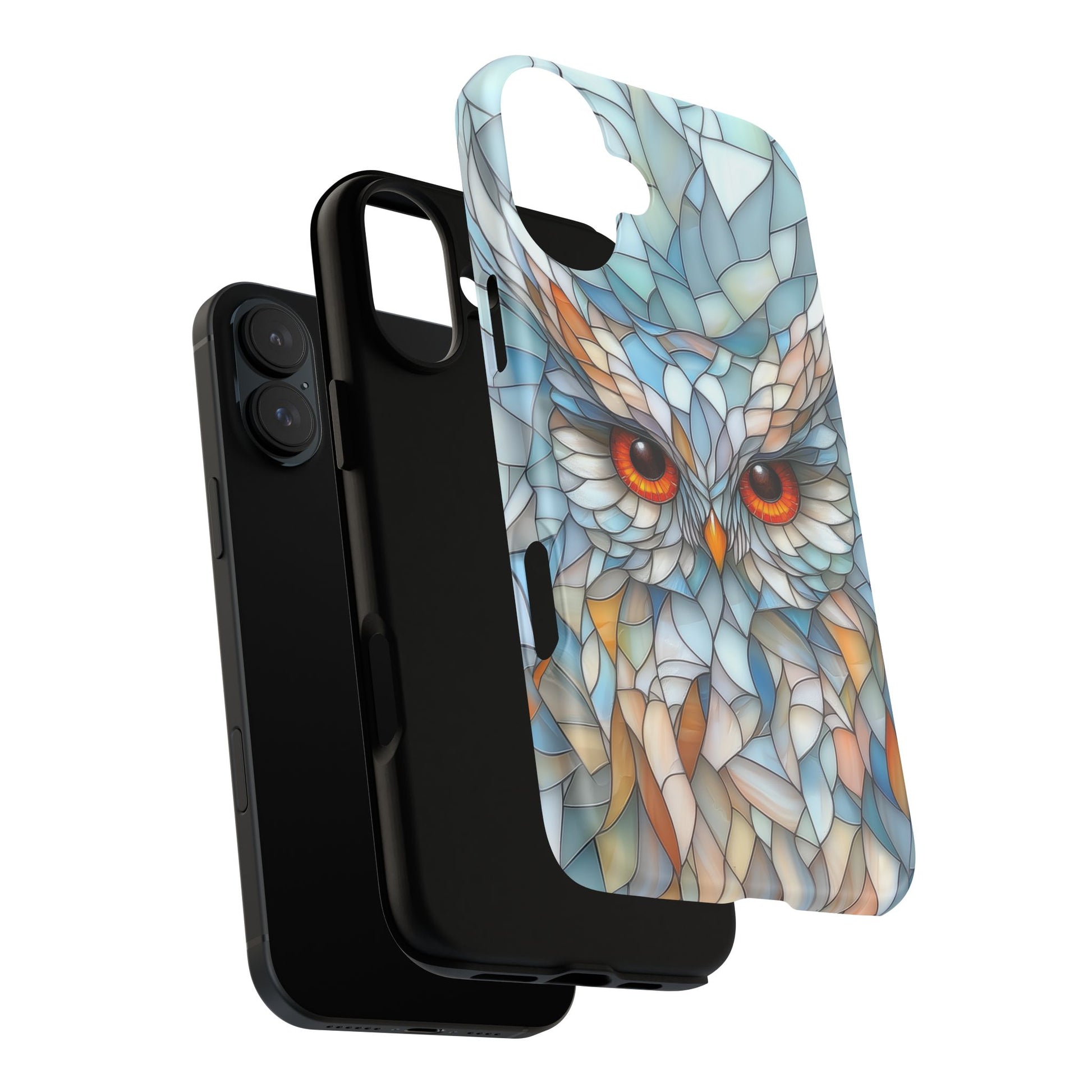 Owl Phone Case Stained Glass Effect Tough Cases for Bird Lovers for iPhone