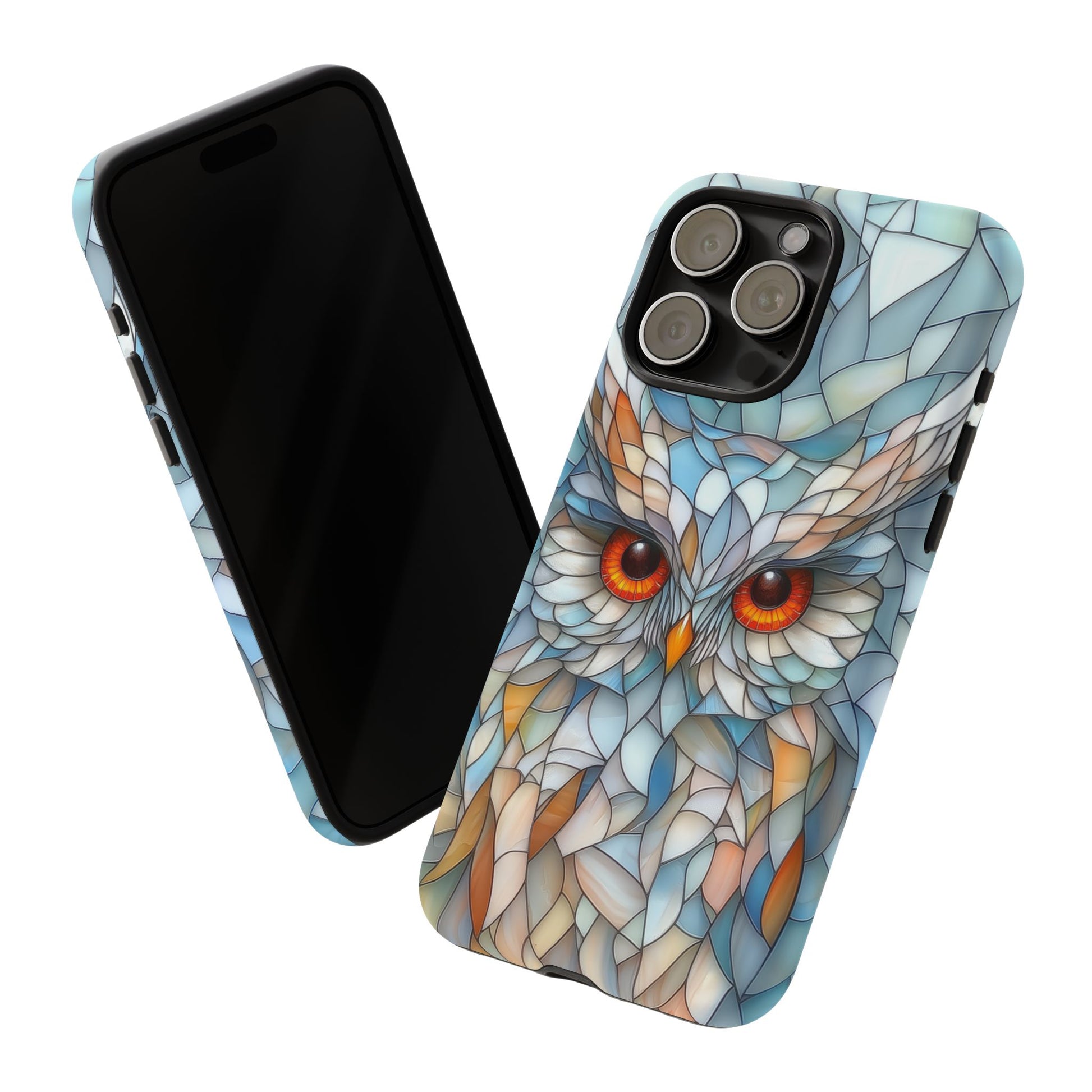 Owl Phone Case Stained Glass Effect Tough Cases for Bird Lovers for iPhone