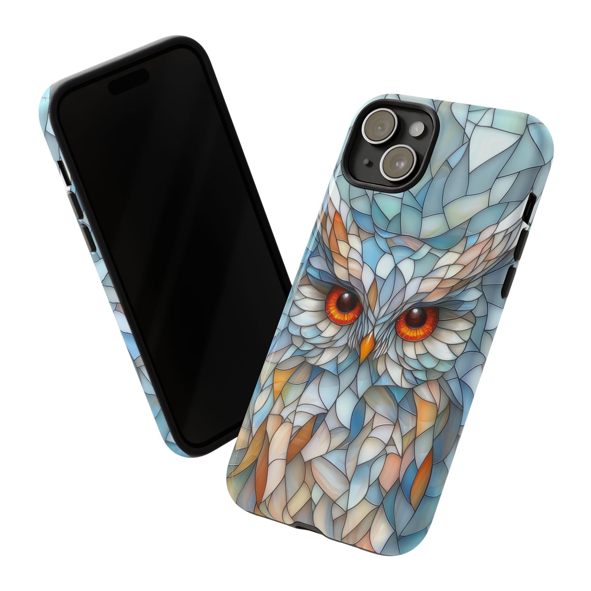 Owl Phone Case Stained Glass Effect Tough Cases for Bird Lovers for iPhone