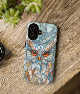 Owl Phone Case Stained Glass Effect Tough Cases for Bird Lovers for iPhone