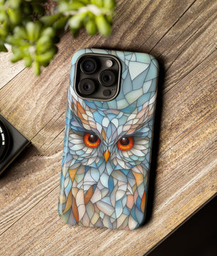 Owl Phone Case Stained Glass Effect Tough Cases for Bird Lovers for iPhone
