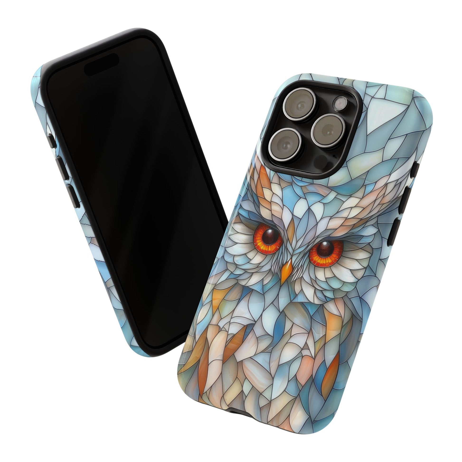 Owl Phone Case Stained Glass Effect Tough Cases for Bird Lovers for iPhone