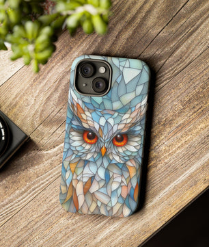 Owl Phone Case Stained Glass Effect Tough Cases for Bird Lovers for iPhone