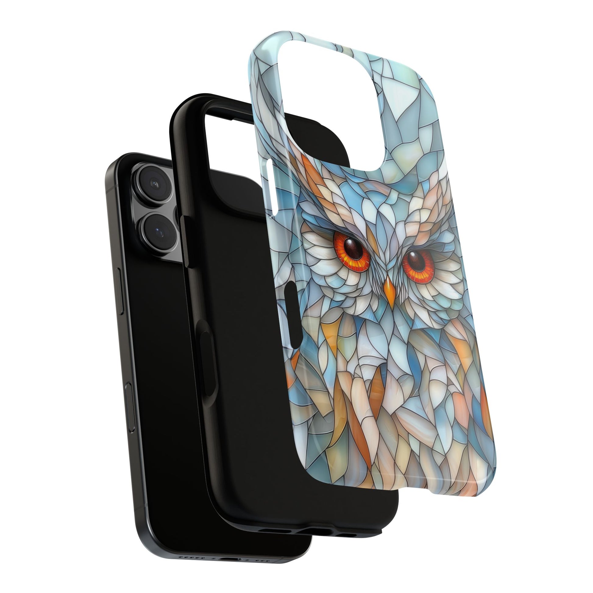 Owl Phone Case Stained Glass Effect Tough Cases for Bird Lovers for iPhone