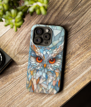 Owl Phone Case Stained Glass Effect Tough Cases for Bird Lovers for iPhone