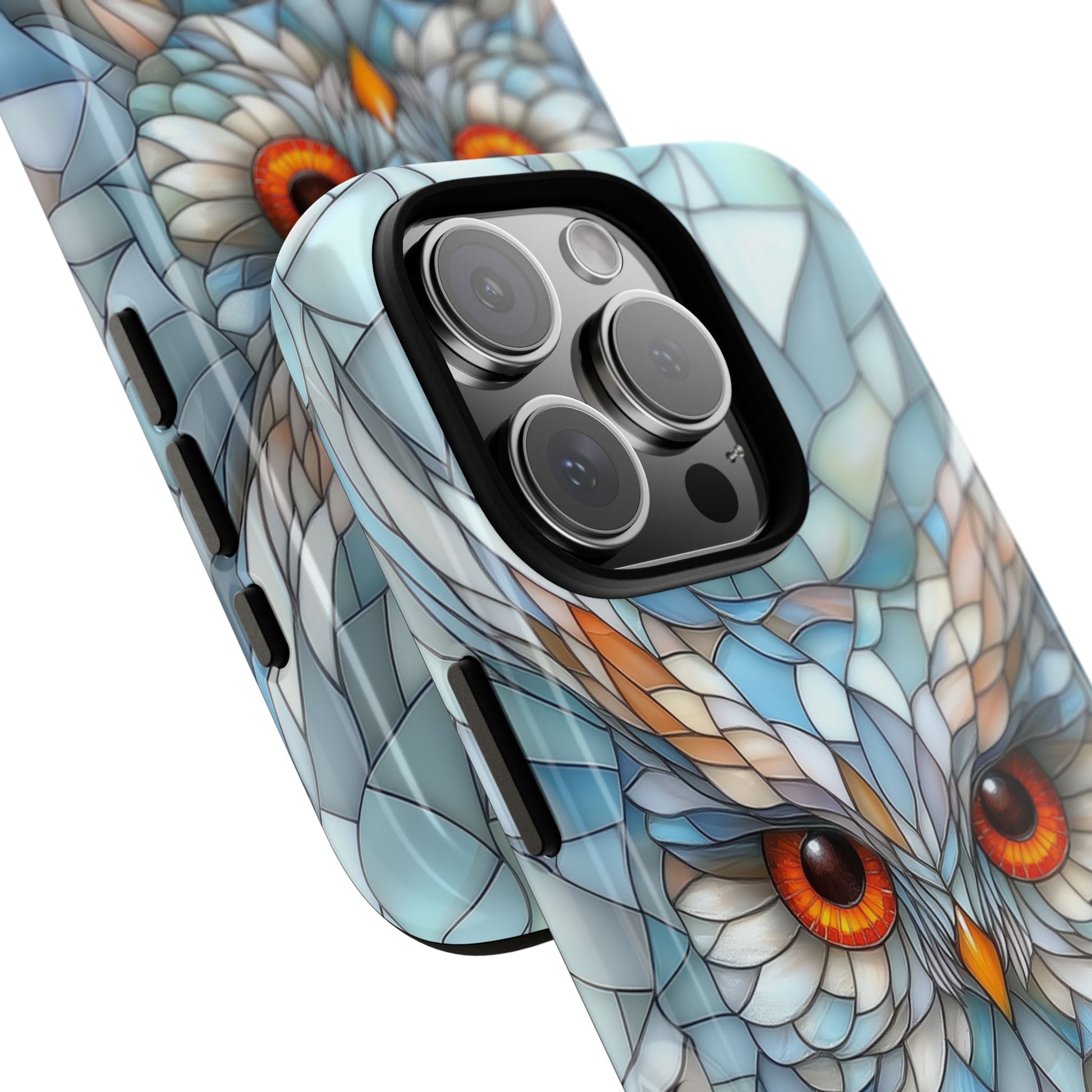 Owl Phone Case Stained Glass Effect Tough Cases for Bird Lovers for iPhone