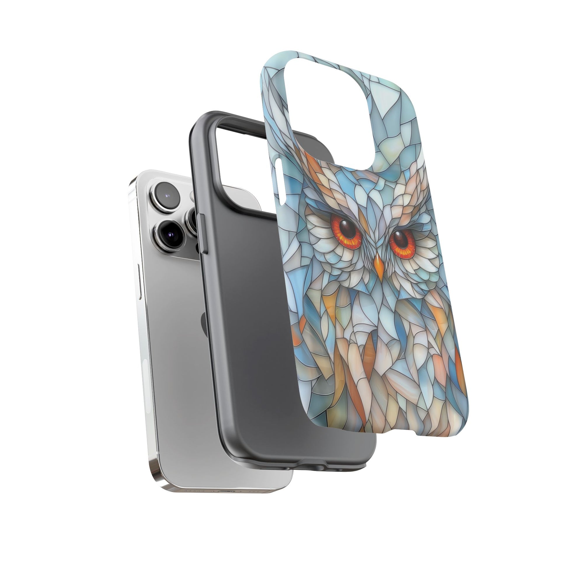 Owl Phone Case Stained Glass Effect Tough Cases for Bird Lovers for iPhone