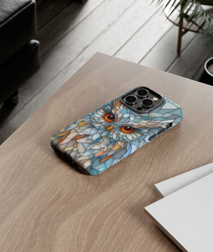 Owl Phone Case Stained Glass Effect Tough Cases for Bird Lovers for iPhone