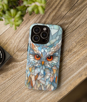 Owl Phone Case Stained Glass Effect Tough Cases for Bird Lovers for iPhone