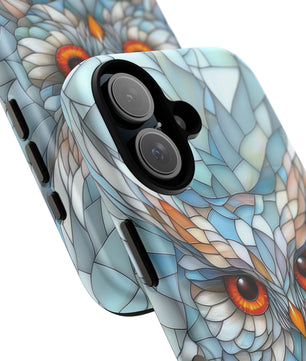 Owl Phone Case Stained Glass Effect Tough Cases for Bird Lovers for iPhone