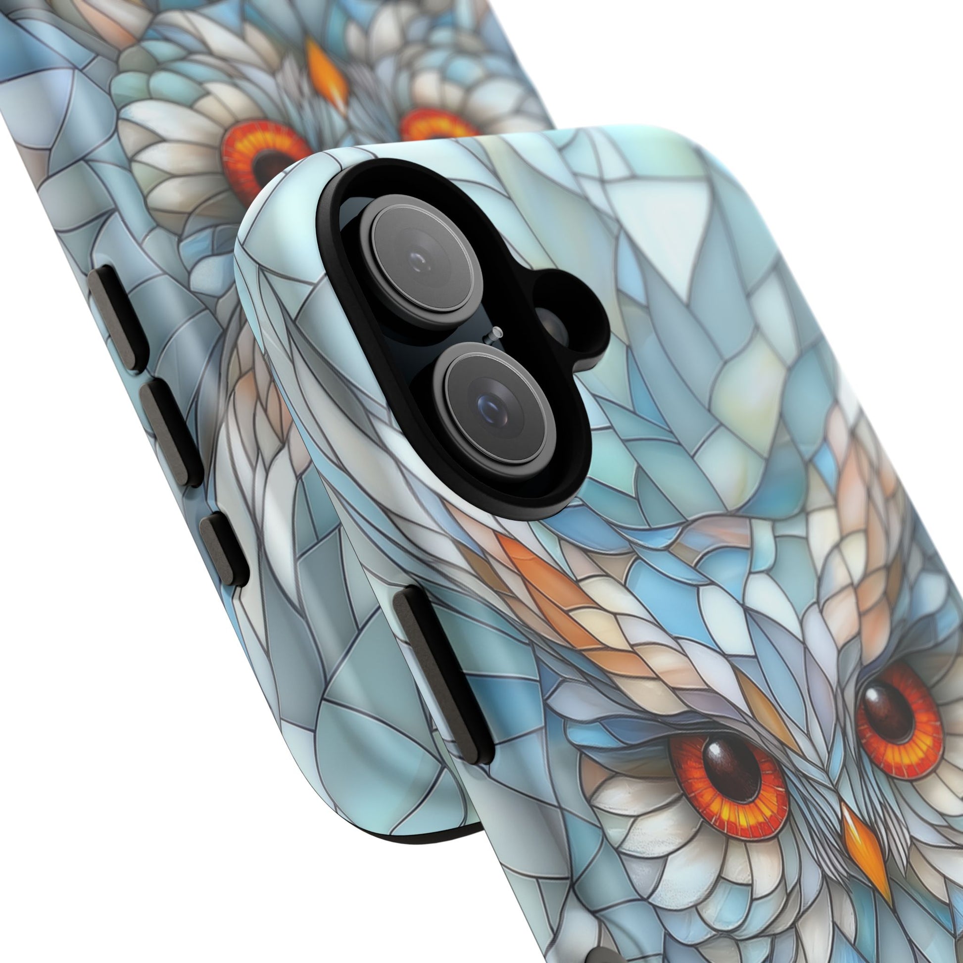 Owl Phone Case Stained Glass Effect Tough Cases for Bird Lovers for iPhone