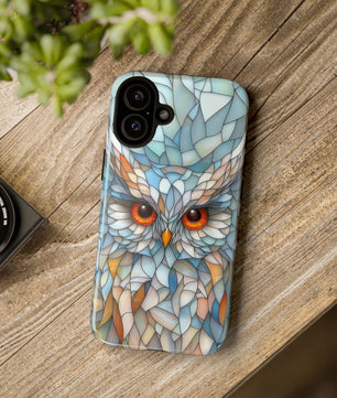 Owl Phone Case Stained Glass Effect Tough Cases for Bird Lovers for iPhone