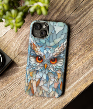 Owl Phone Case Stained Glass Effect Tough Cases for Bird Lovers for iPhone