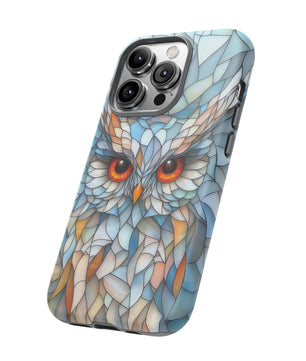 Owl Phone Case Stained Glass Effect Tough Cases for Bird Lovers for iPhone
