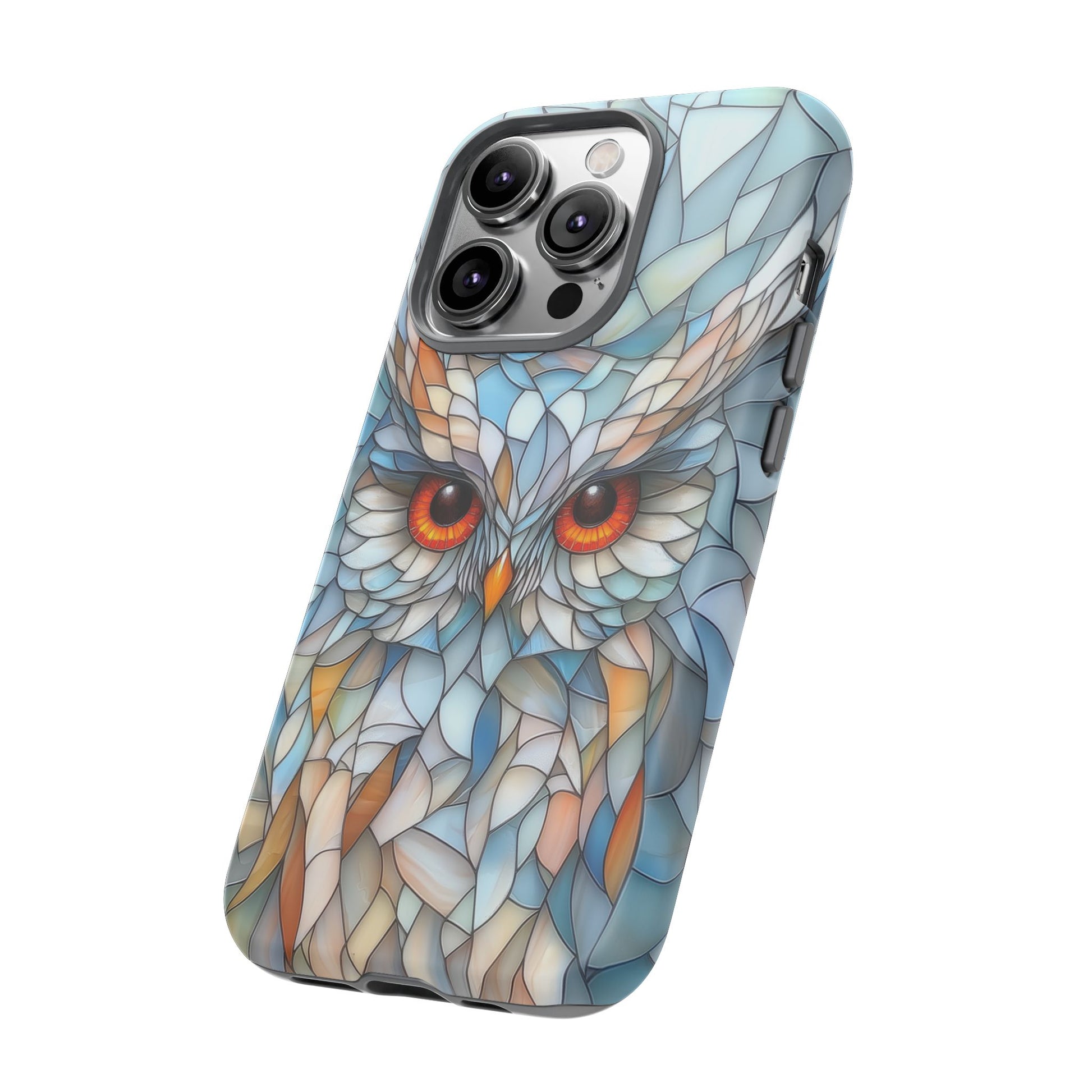 Owl Phone Case Stained Glass Effect Tough Cases for Bird Lovers for iPhone
