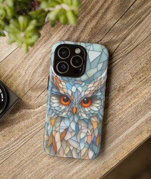 Owl Phone Case Stained Glass Effect Tough Cases for Bird Lovers for iPhone