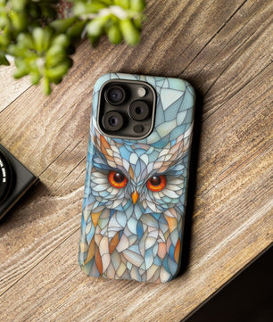 Owl Phone Case Stained Glass Effect Tough Cases for Bird Lovers for iPhone