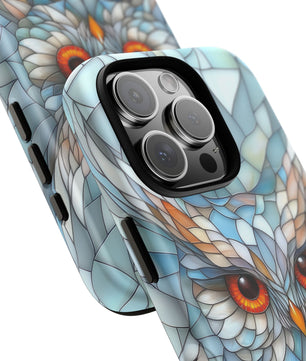 Owl Phone Case Stained Glass Effect Tough Cases for Bird Lovers for iPhone
