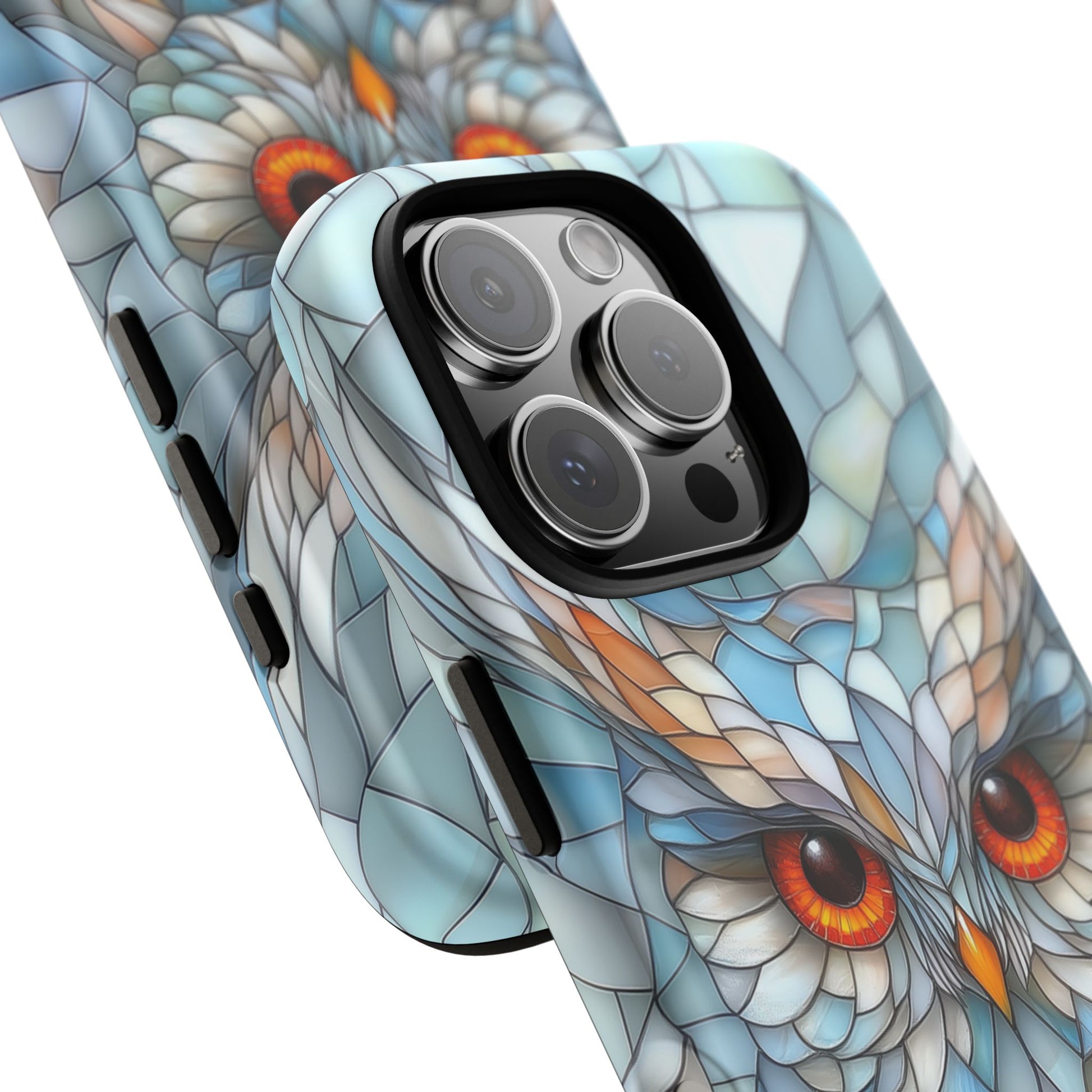 Owl Phone Case Stained Glass Effect Tough Cases for Bird Lovers for iPhone