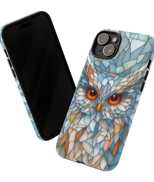 Owl Phone Case Stained Glass Effect Tough Cases for Bird Lovers for iPhone