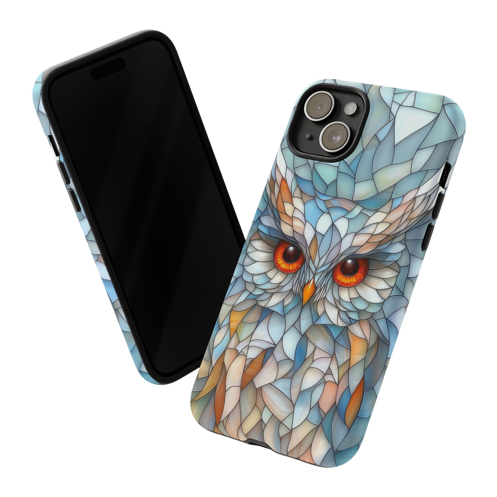 Owl Phone Case Stained Glass Effect Tough Cases for Bird Lovers for iPhone