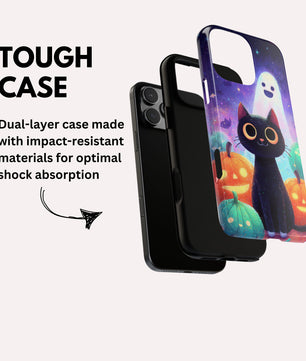 Halloween iPhone Case - Cute Black Cat And Pumpkins  - Spooky iPhone 17  17 Pro Max  16  15  14 13 Tough Case