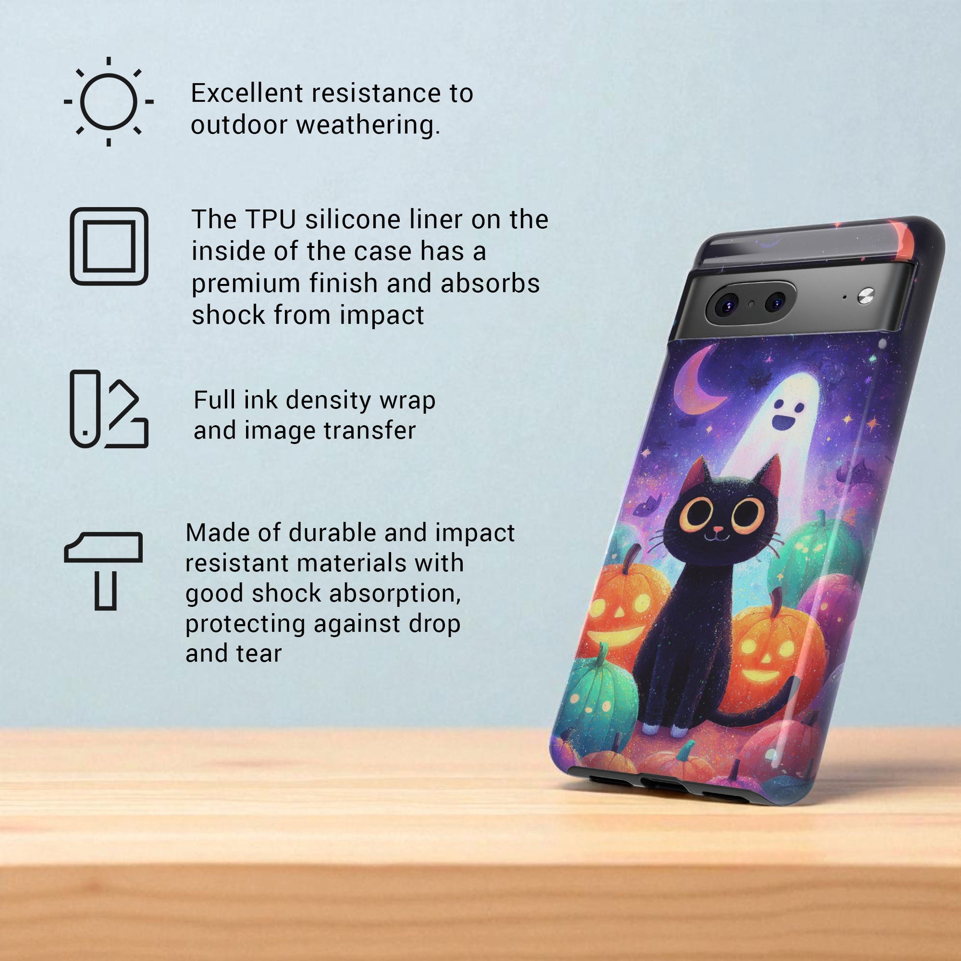 Halloween Google Pixel Phone Case - Cute Black Cat And Pumpkins  - for Google Pixel 9 Pro XL, Pixel 8 Case Pixel 7 6 5