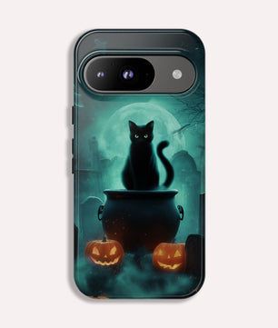 Black Cat Halloween Google Pixel Phone Case - Creepy Black Cat Case -  Pixel 9 Pro XL, Pixel 8 Case Pixel 7 6 5 4 3