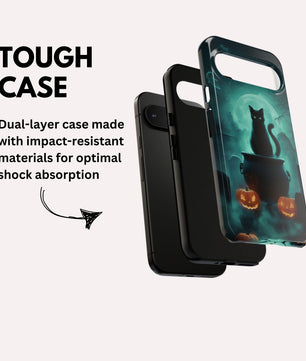 Black Cat Halloween Google Pixel Phone Case - Creepy Black Cat Case -  Pixel 9 Pro XL, Pixel 8 Case Pixel 7 6 5 4 3