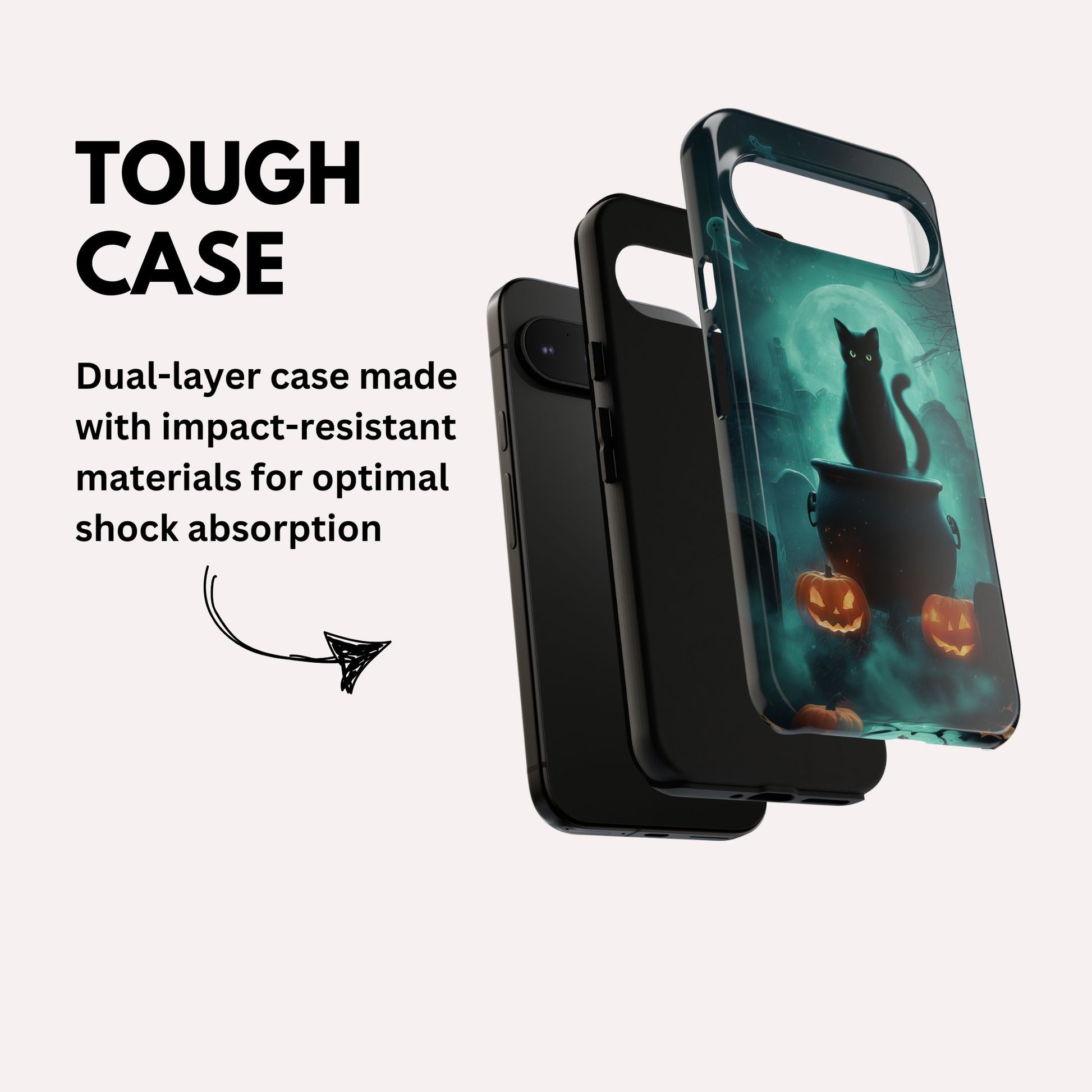 Black Cat Halloween Google Pixel Phone Case - Creepy Black Cat Case -  Pixel 9 Pro XL, Pixel 8 Case Pixel 7 6 5 4 3